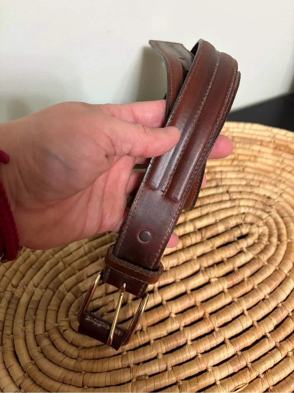 Unisex mahogany brown Leather Belt 34-38” waist
